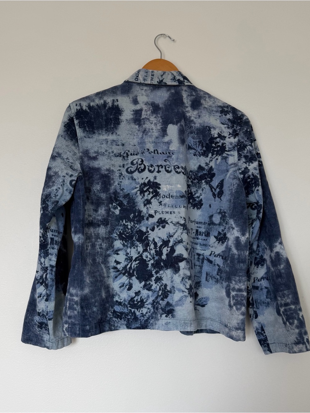 Graphic Print  Y2K Grunge Blue Long Sleeve Denim Jacket - Picture 4 of 5
